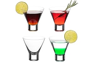 DIAMANTE Verres à Cocktail Martini - 4 Verres en Cristal sans Pied pour Cocktails, Martinis, Mojitos, Desserts ou Snacks - Collection Auris - Lot de 4
