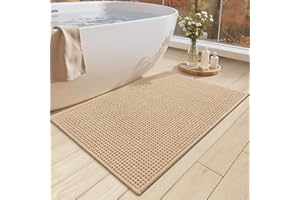 COLOR&GEOMETRY Tapis Salle de Bain Antidérapant 40 x 60 cm, Tapis de Bain Chenille Absorbant Séchage Rapide, Tapis Baignoire Doux Lavable pour Salle de Bain, Douche, Baignoire (Beige)