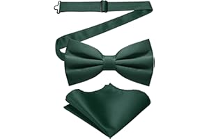 JEMYGINS Ensemble nœud papillon bifold solide mat pour homme avec mouchoir de poche