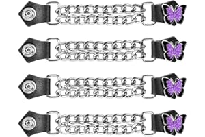 GARGOYLE BELLS 【4Pcs】 Motorcycle Vest Extenders Set PU Leather Biker Vest Extender For Men with Double Chain and Butterfly