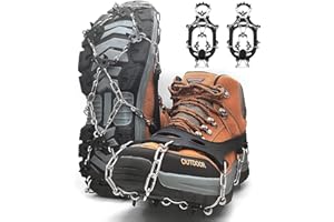 IJIAMY Ice Snow Grips Traction Cleat Crampons, Silicone Anti-Slip Shoes Ice Gripper 1 Pair, 18 Stainless Steel Spikes for Winter Outdoor Hiking Fishing Walking Climbing Jogging