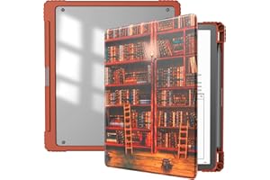 HGWALP Slimshell Clear Case for Kindle Scribe 10.2" (2024/2022 Release),Kindle Scribe Case Cover 10.2 inch 2024/2022 with Pen Holder and Auto Sleep/Wake Function-Library