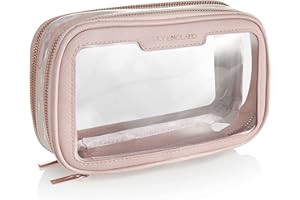 Kosmetiktasche für Reisen - Edle Kulturtasche klein - Durchsichtig Schminktasche - Geschenk Frau - Kleiner Kosmetikbeutel - Rosa Lily England