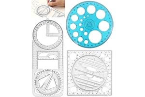 Sheryl&Rain 3 pezzi Righello Geometrico Multifunzionale Righello Disegno Multifunzionale Stencil da Disegno Geometrico for School Office Supplies