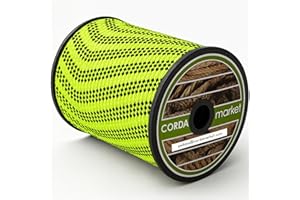 CORDAMARKET 8mm Cuerda Driza Poliéster Tenacidad 8 mm × 50 m Verde Flúor – Alta Visibilidad y Resistencia para Náutica, Decoración y Camping Exterior, Adultos Unisex, 50mts