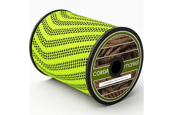 Cordamarket 8 mm Corde de drisse, Unisexe, Vert Fluo, 50 m