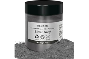 ‎HEMOER HEMOER Silber Grau Mica Puder, 50 g Epoxidharz Pigmentpulver, Kosmetik Mica Pulver mit Perlglanz für DIY Epoxidharz, Seife, Lidschatten, Lipgloss, Make-up, Kerze Färben, Badekugeln und Malen