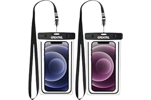 GREATRIL Wasserfeste Handyhülle(2 Stück), Unterwasser Handyhülle für Schwimmen, Baden, Kochen, Tauchen, Kompatibel mit iPhone 13/12/11/XR Samsung A52S/A53/A72/S22/S21 bis zu 7 Zoll (2 Black)