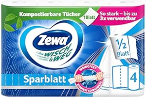 ‎ZEWA Zewa Wisch und Weg Küchenrollen "Sparblatt", 4 x 74 Blatt, 1er Pack (1 x 4 Stück)
