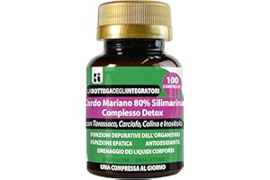 Cardo Mariano 80% Silimarina Complesso Detox 100 Compresse 1 al dì | con Tarassaco Carciofo Colina Inositolo | Senza Glutine | Depurativo Fegato LABOTTEGADEGLIINTEGRATORI ®