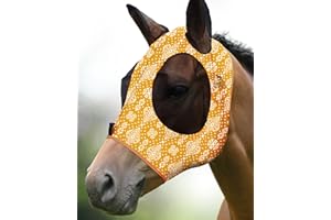 Harrison Howard Super Comfort Stretchy Fly Mask Large Eye Space with UV Protection Soft on Skin with Breathability-Floral Retro