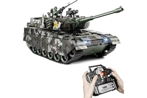 SUPDEX 1:18 RC Tank Chinese 99, 2.4Ghz Remote Control Tank, Military Model with BB Projectile Firing, 15 Channel Tactical RC Battle Vehicle with Smoke, LED Lights & Engine Sound Toy Gift for Kids and Adults