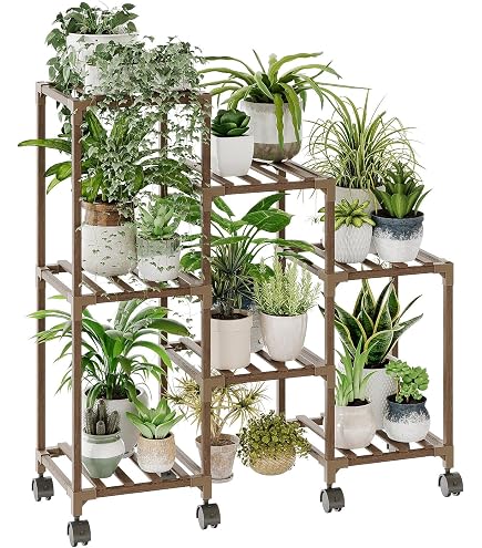 Étagère à Plantes Avec Roulettes – 4 Niveaux, 6 Plateaux – En Fer, Noir, 72x31x76 Cm – Pour Intérieur/extérieur, Balcon