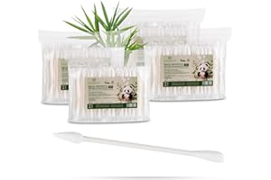 MARINA VAAL BEAUTY SOLUTIONS Bastoncillos de algodón para maquillaje(Make-Up) y limpieza, 4 x 100 unidades estériles, empaquetados individualmente, con una punta redonda y otra puntiaguda, en mango de papel duro y resistente