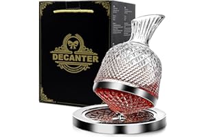 NEEMOSI Decanter per Vino 1500mL, 360° Girevole Decantatore per Vino e Whisky, Regali di Natale per Gli Appassionati di Vino