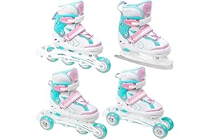 ‎RAVEN RAVEN 4in1 Inline Skates Triskates Rollschuhe Schlittschuhe Inliner für Kinder Mädchen verstellbar