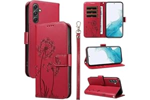 Bravoday Handyhülle für Samsung Galaxy A54 5G Hülle, Premium PU Lederhülle Klappbar Tasche Klapphülle mit Magnet Kartenfach Standfunktion Schutzhülle für Galaxy A54 5G, Rot
