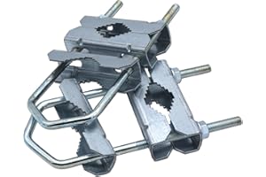 DSO Kit de colliers de serrage doubles pour mât en acier haute qualité 18 cm - Support pour tube ou mât de max. 64 mm en acier galvanisé pour antennes (satellite, radio DVB-T2, LTE) parasol, station météo