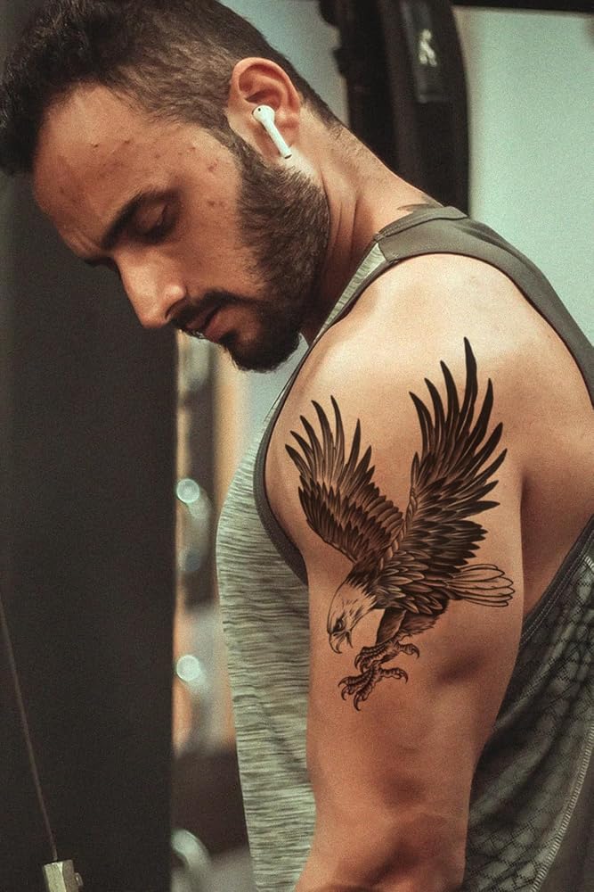 BearPear Kartal Dövmesi, Kartal Geçici Dövme Tattoo, Üniseks Dövme, Kol Dövmesi, Omuz Dövmesi, Vücut Dövmesi, Geçici Dövme