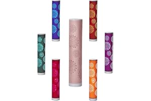 ‎NORTHPOINT Northpoint LED Lichtsäule Stehlampe mit samtiger Textil Oberfläche und Stanzmuster Höhe ca. 64cm RGB und warmweißes Licht stufenlos dimmbar (Rosa Pusteblume)