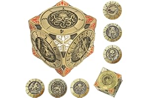 LUAZURI DND Spinner Dice - Set de dés 7 en 1 en métal avec design dragon en relief 3D | Design spinner unique pour donjons et dragons RPG Jeu de dés en polyèdre pour joueurs D&D et DM (bronze)