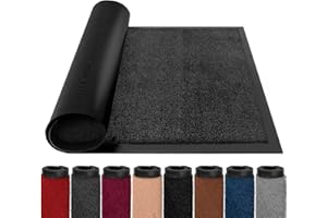 BLADO Washable - Easy to Clean Heavy Duty Doormats Indoor - Large Barrier Rubber Door Mat - Non-Slip Outdoor & Indoor Dirt Trapper Door Mat (40cm x 60cm, Anthracite)