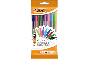 BIC Cristal Ballpoint Pens - Pack of 8 - Assorted Colours (Fashion + Standard) - 1.6 mm Tip with Smooth Writing