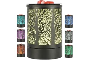 SCOUTTEEMO Wax Melt Burners Electric Wax Burner Oil Burner lamp Warmer Fragrance Scented Wax Melts Melter with 7 Colors LED Changing Light Replacement Silicone Tray for Home Office Decoration Gift (Tree Pattern)