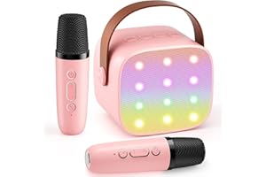 VOIJUMP Mini-Karaoke-Maschine mit 2 kabellosen Mikrofonen, Top-Tragbare Bluetooth-Karaoke-Maschine für Kinder 2025, Weihnachts- und Geburtstagsgeschenk für Mädchen, Jungen und Erwachsene, ideal für Heimpartys