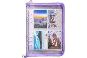 WITHYU Kpop Photocard Holder Book with 30 Pack 4-Pocket Refill Pages, A5 6 Ring Binder 2.5x3.5 Photo Collector,Binder Zipper Kpop Photocard Sleeves