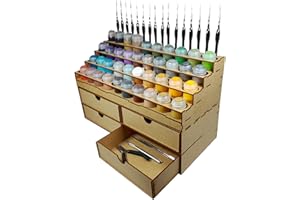 HobbyGlory Rangement Peintures Citadel 40 pots 16 Pinceaux 4 Grands Tiroirs. Support peinture warhammer 40k rangement maquette tamiya outils