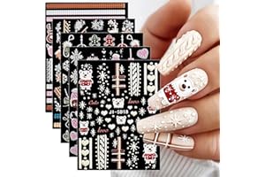 JMEOWIO świąteczne 3D Naklejki na Paznokcie 5 Arkuszy Boże Narodzenie Nail Art Sticker Samoprzylepne Naklejek na Paznokcie Dekoracji Paznokci