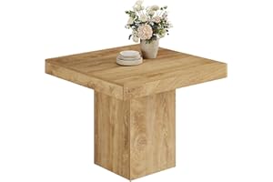 Tribesigns Mesa Comedor de 100 cm, Mesa Cocina Cuadrada para 4 Personas para Comedor, Cocina, Salón, Espacios Pequeños, con Tablero y Patas Gruesas (Marrón Claro)