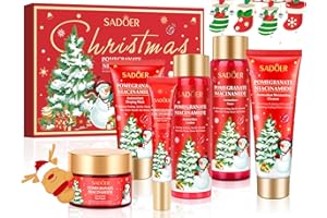 KERCAMKEL Weihnachten Skincare Set Geschenke für Frauen, 6PCS Granatapfel Gesichtspflege Hautpflegeset mit Reiniger Toner Creme Lotion Augencreme Schlafmaske, Kleine Weihnachtsgeschenke für Kollegen, Mutter