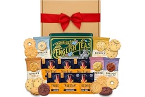 WINDMILL GIFTS Tea and Coffee Hamper Gift Bundle With x6 TrueStart Instant Coffee Bags, English Afternoon Tea (40 Teabags) & x10 Border Biscuits Mini Packs Biscuit Selection - Gift Hamper Set