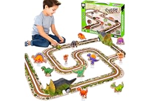 PICRIK 44PCS Puzzle Car Track Set with Vehicles, Puzzle Racer Kids Car Track Set, Children's Educational Puzzle Track Car Play Set, Car Building Montessori Toys for 3+ Year Old Boys & Girls.