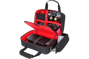 USA Gear Tragetasche - Reisekoffer mit Benutzerdefinierten Aufbewahrungsfächern für Konsole, Controller, Ladegriff & Spiele - Schultergurt & gepolstertes Innen - Rot