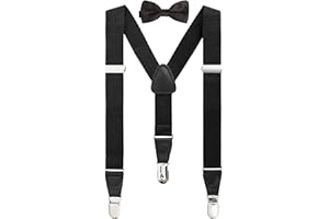 BomGuard Ensemble Bretelles & Nœud Papillon Enfant – Réglable – Pour Garçon 2–7 Ans – Élégant pour Mariage, Baptême, Anniversaire, Fête – Accessoire Tenue Bébé Enfant