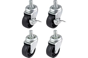 Qty. 4 x 40mm Black Swivel Castors - Furniture, Appliance & Equipment Small Plastic Wheels by Bulldog Castors - Max 100Kg Per Set