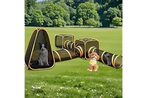 JAOGAUS Tunnel pour Animaux de Compagnie, Enclos Pliable 6 en 1 pour Chats, Tente de Parc pour Chiens D'extérieur, Maison de Jeu Intérieure pour Chats avec Tunnels