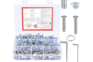 YOUYIDUN 140 PCS 1/4-20 insert fileté en bois, écrou d'insert fileté avec écrou en T, vis hexagonale à tête ronde, rondelle, écrou d'insert en bois pour meubles
