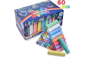 JOYIN 60 nietoksycznych, zmywalnych kredek Jumbo do użytku na zewnątrz (10 kolorów) do malowania na kredce, Art Play and Playground Toy
