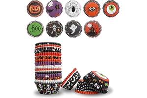 CUTILAND 450 Pezzi Pirottini Per Muffin A Tema Halloweens,Involucri Per Cupcake Di Halloween,Cupcake Toppers Wrappers,Per Feste,Feste Di Compleanno,Decorazioni Per Torte