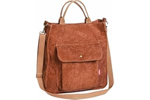 BLUEEE CHECKERS Cord Tasche Damen,Cord Umhängetasche Schultertasche Damen Shopper Lässige Tote Stofftasche für täglichen Gebrauch in Uni,Büro,Schule,Reisen & Einkaufen