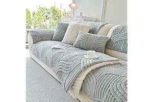 tianxinbaobei Non Slip Sofa Covers Washable and Durable, Waterproof Sofa Cover 2 Seater, Faux Fur Plush Couch Cover for Dogs, Pets(Light Gray/36"x63"/Loveseat Sofa Cover)