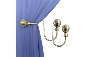 Elifel Curtain Holdbacks 1 Pair Vintage Window Curtain Tiebacks with Hooks Bronze Decorative Metal Holders Draperies Drapery Tie backs Pull Backs Accessories Drapes Holdback for Wall