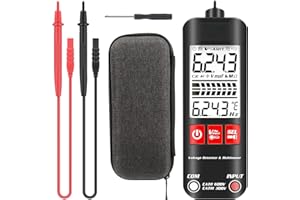 Acboor Multimetro Digitale, Mini A1 Completamente Automatico Anti-Burn Multimetro Digitale Intelligente Rilevamento Tensione Multimetro Display LCD Custodia in Tessuto