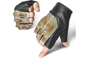 Zune Lotoo Guanti Tattici Militari mezza Dita, Guanti Moto Estivi Traspiranti con Protezione Nocca da Softair Lavoro Arrampicata Motocross Paintball Campeggio per Uomo e Donna, ZAG3-F