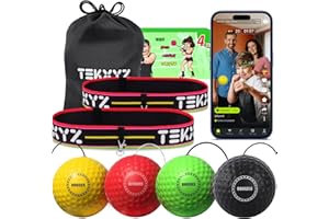 TEKXYZ Reflex Ball Family Pack, 4 diverse palline da boxe con fascia, perfette per reazione, agilità, velocità di pugno, abilità di combattimento e coordinazione occhio-mano