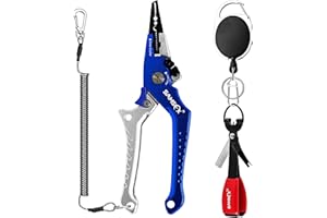 SAMSFX Aluminium-Feststellzangen für Angelsport Fishing Pliers mit schnellem Nagelknoten-Bindewerkzeug und Zinger-Retraktor